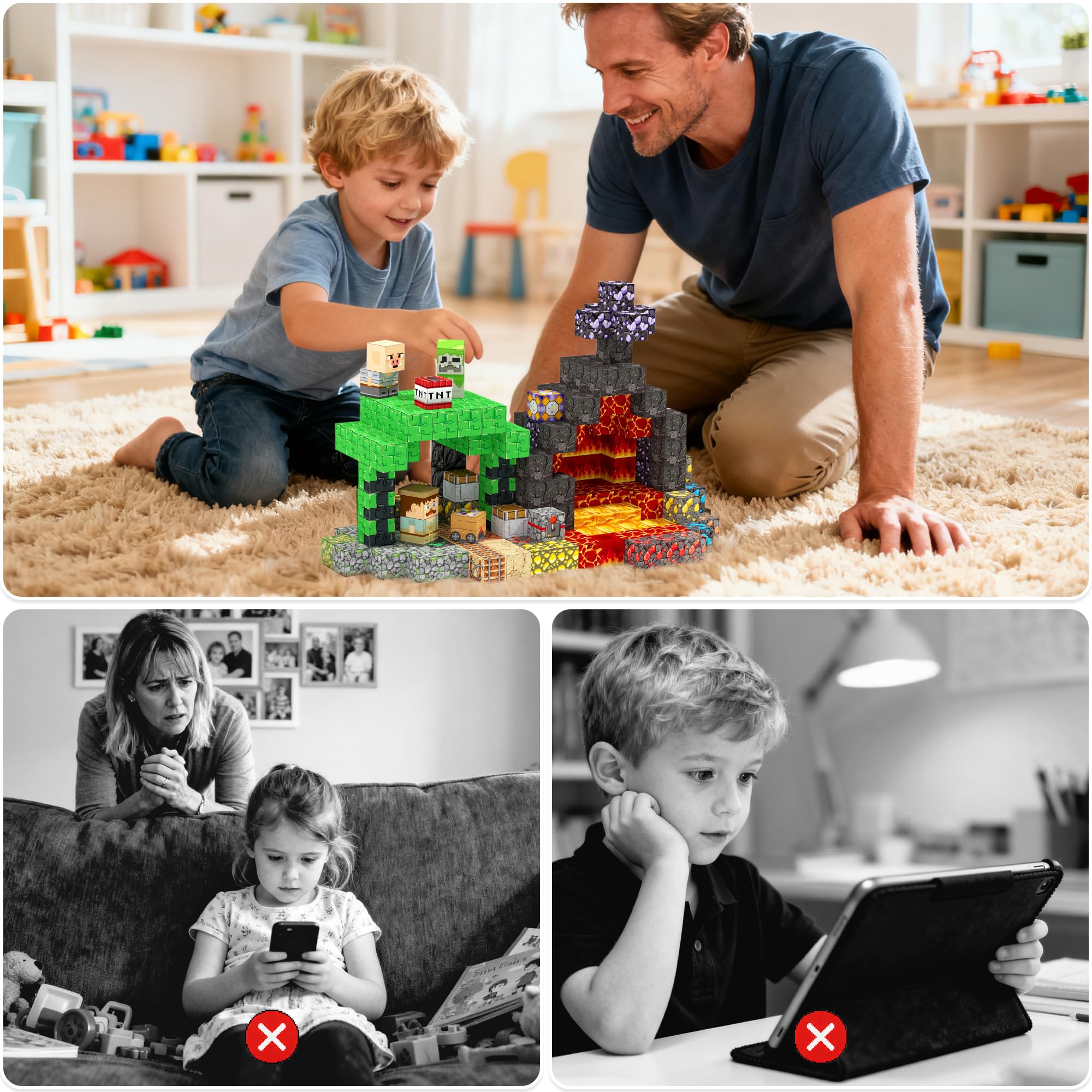 Laoren Magnetic Building Blocks family play session emphasizes collaboration