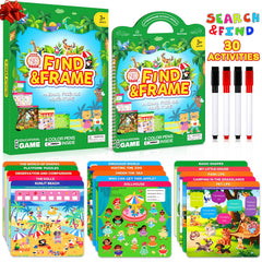 LAOSLAISI search and find activity book cover with bright colors for screen-free travel fun
