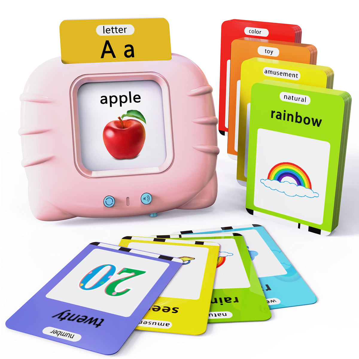 Lapare audible toy card reader showing clear pronunciations to support word recognition.