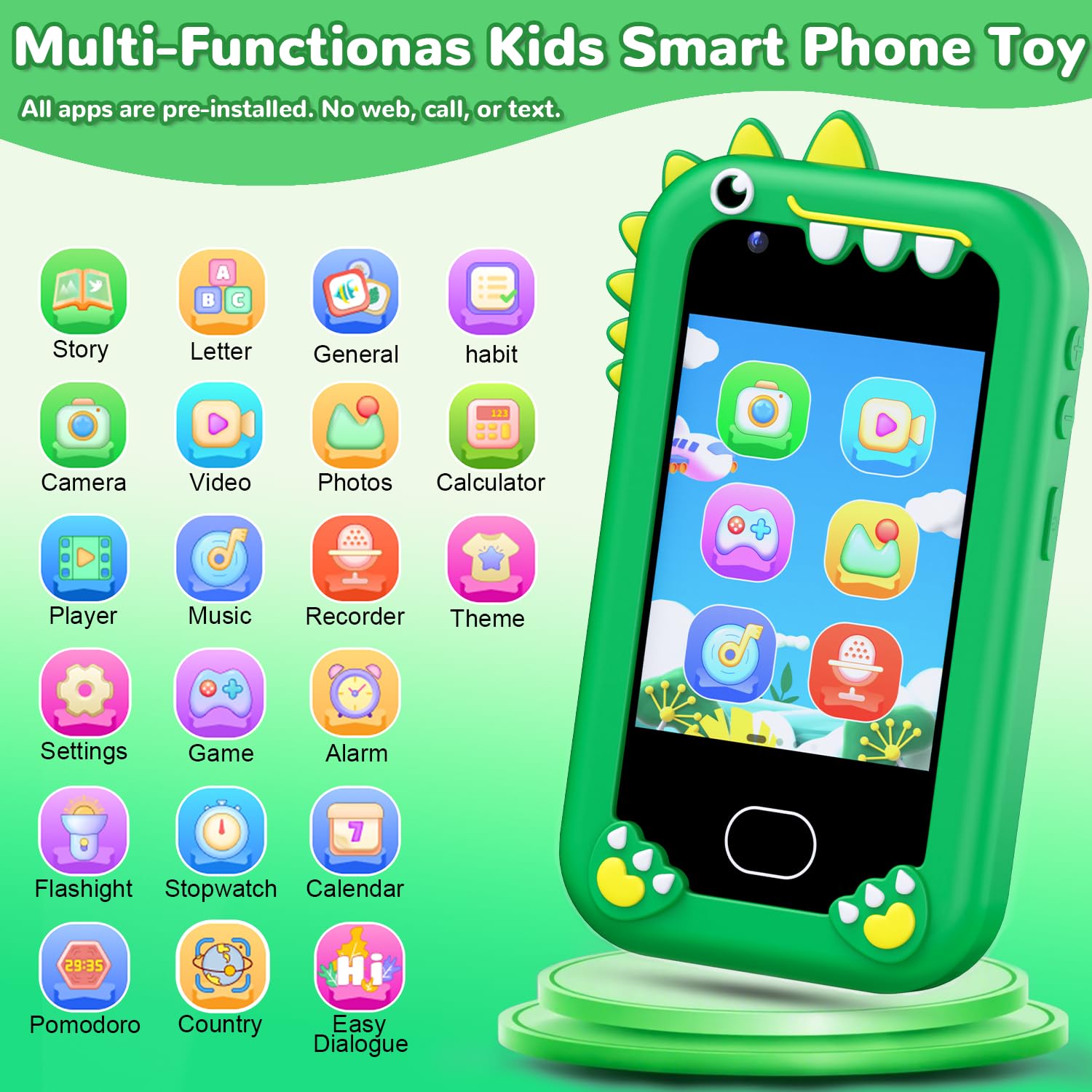 Lapare Kids Smart Phone dual-camera mode captures playful photos and videos.