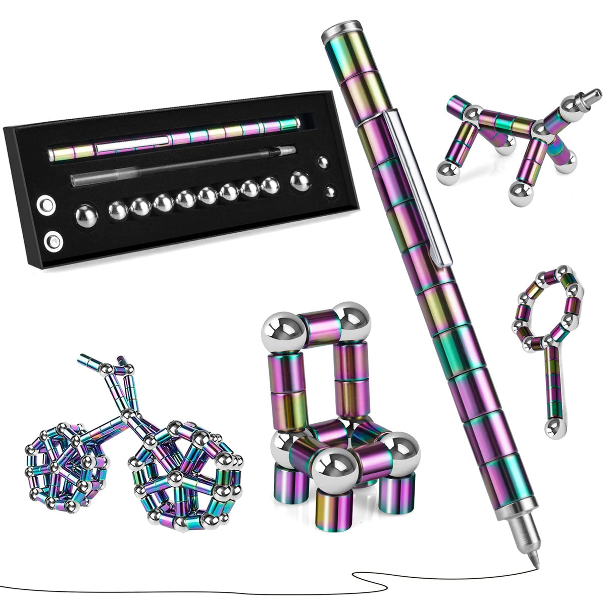 LARAH Color Fidget Pen Toy rings for tactile focus and stress relief.