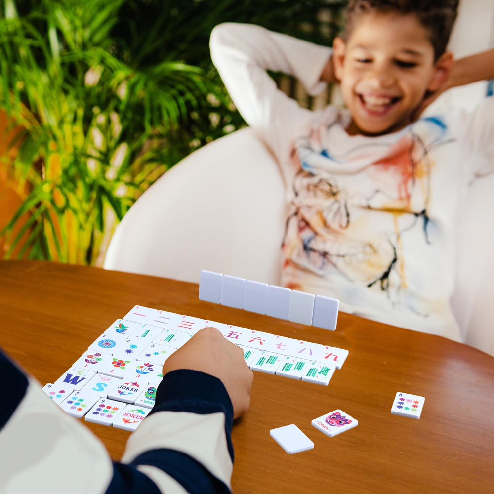 LaRandom family gaming night setup with mahjong tiles