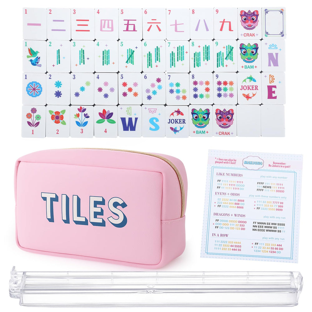 LaRandom mini-mahjong-tiles close-up with bright beginner-friendly patterns