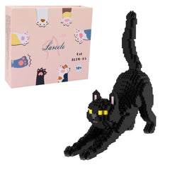 Larcele Cat micro building blocks show a black cat front view for display.
