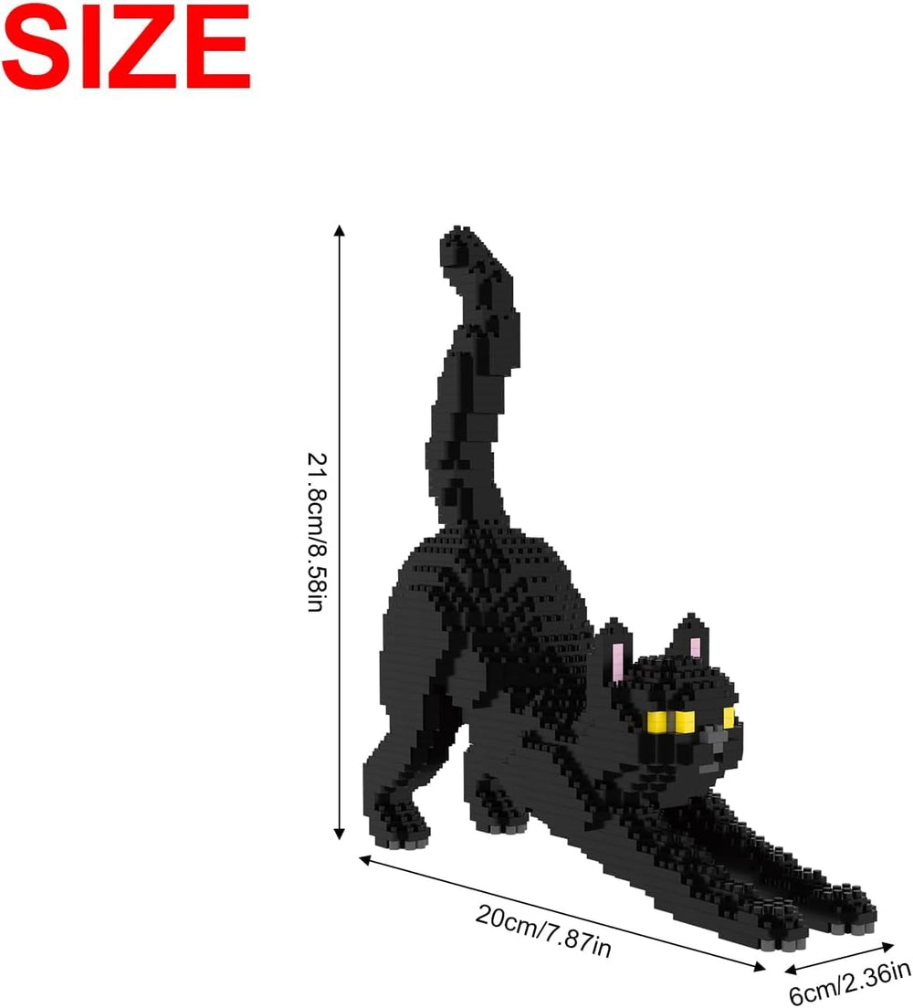 Larcele Cat micro building blocks reveal a black cat side detail, ideal for collectors.