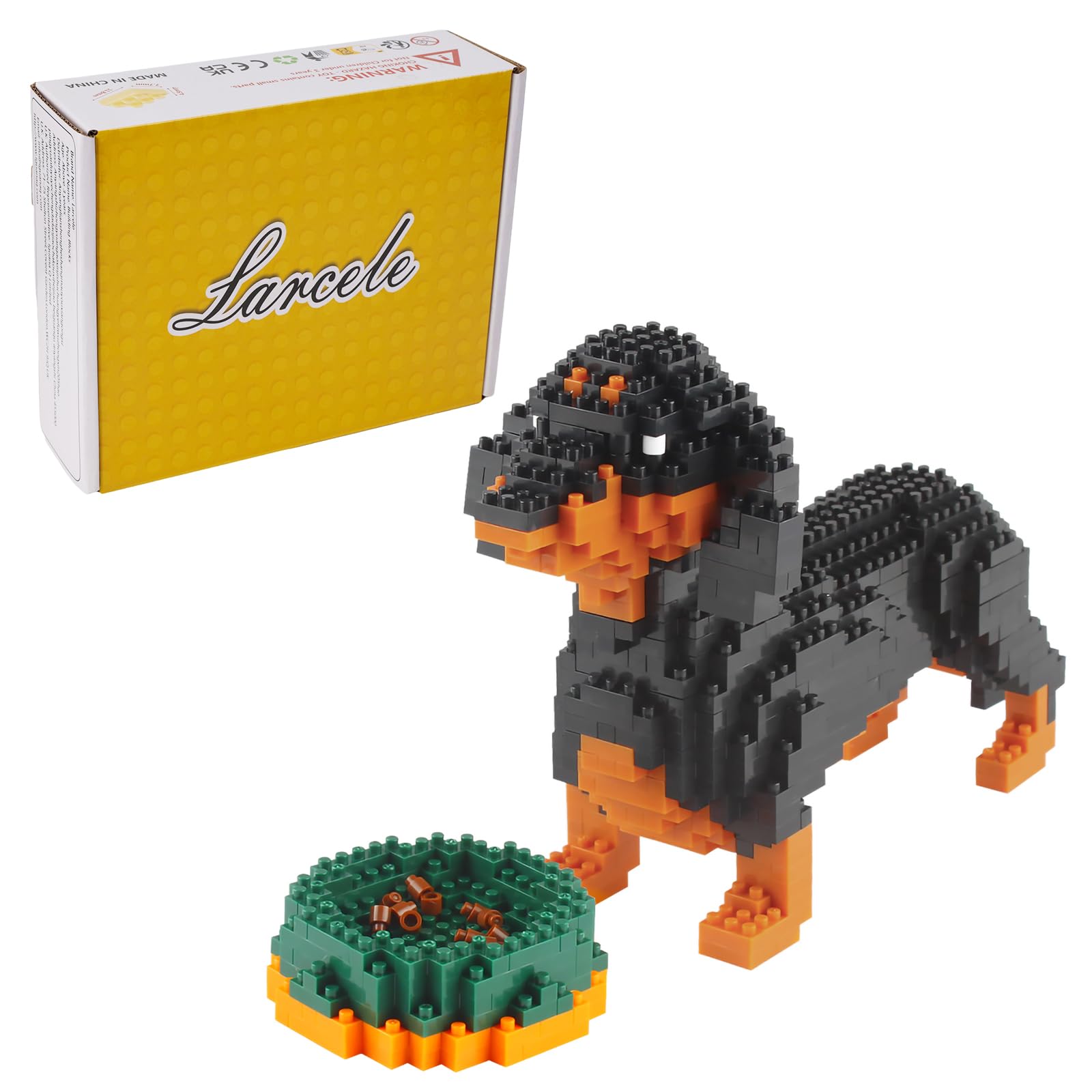 Larcele Micro Dachshund building blocks close-up shows intricate micro-detail for focused hobbyists