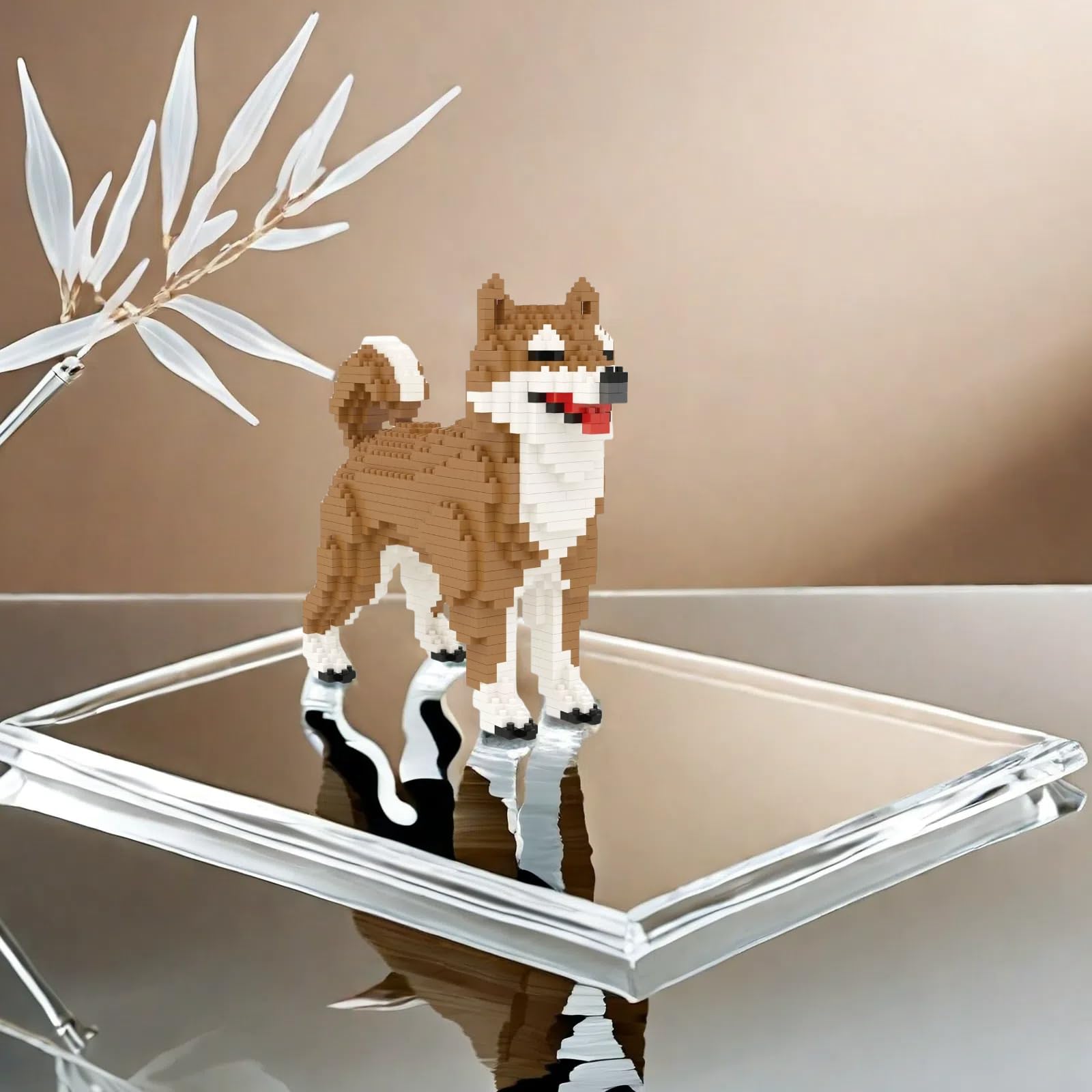 Larcele micro dog blocks adult builder enjoying a relaxing, mindful crafting session.