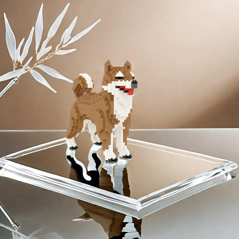 Larcele micro dog blocks adult builder enjoying a relaxing, mindful crafting session.