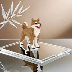 Larcele micro dog blocks adult builder enjoying a relaxing, mindful crafting session.