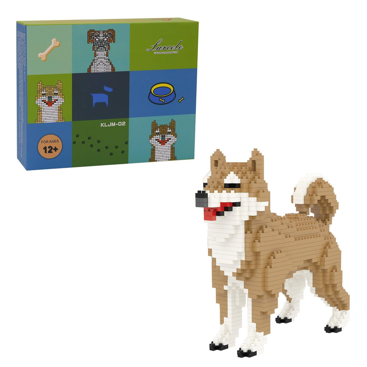 Larcele micro dog blocks close-up showing tiny bricks for detailed texture and precision.