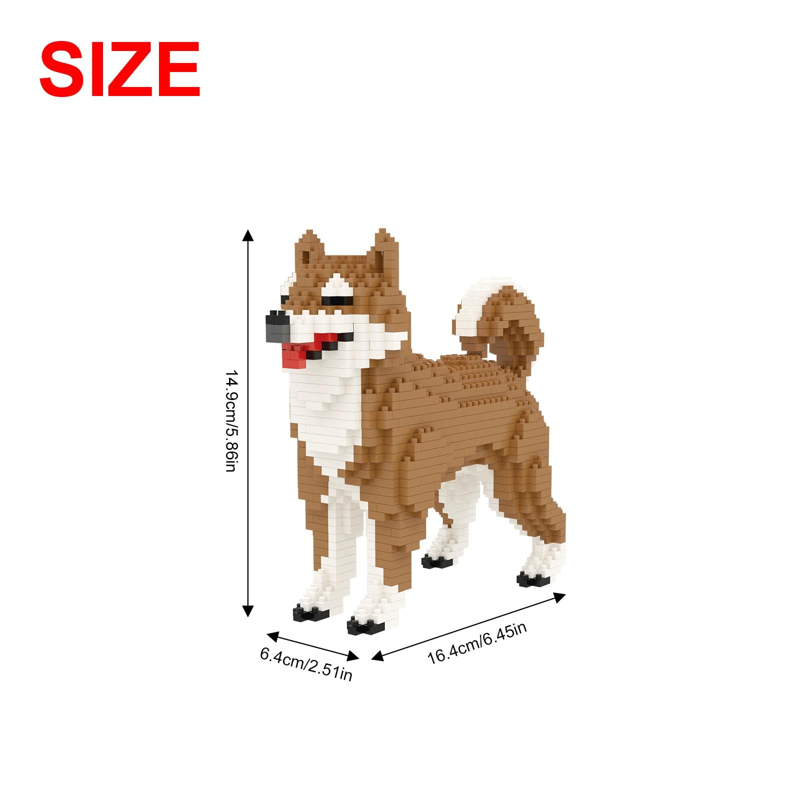 Larcele micro dog blocks instruction page illustrates layer-by-layer assembly for patient builders.