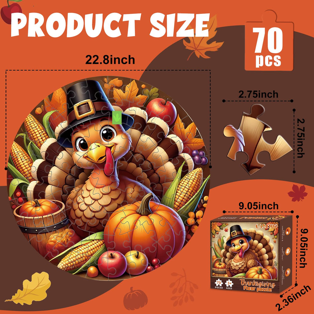 Larchio Thanksgiving puzzle 70pcs large size ideal for family puzzle time.