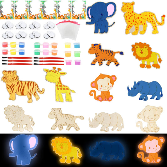 LARDUX woodchips with eight animal shapes for safari crafts
