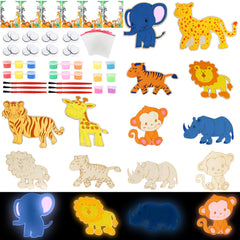 LARDUX woodchips with eight animal shapes for safari crafts