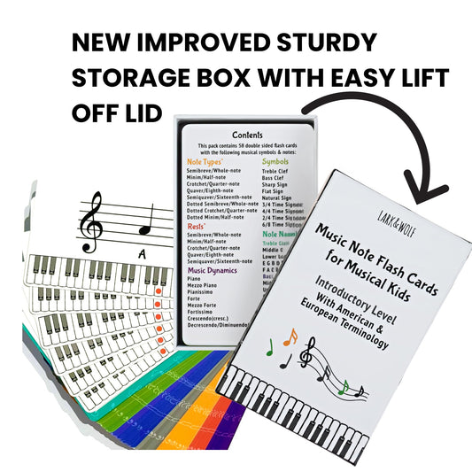 Lark & Wolf Learn to Read Music Flash Cards 56 card set with large, easy to handle cards