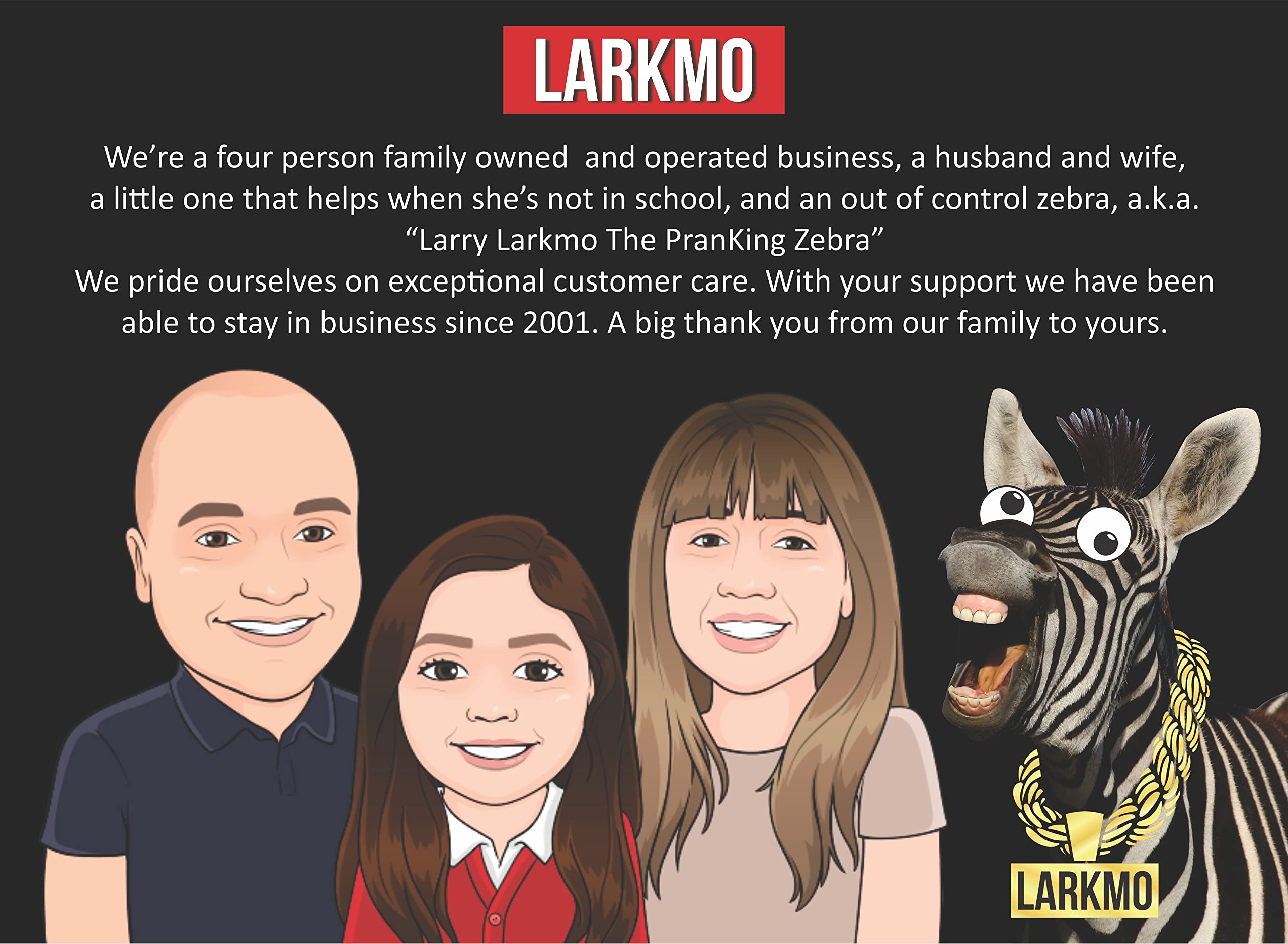 Larkmo packaging notice confirms prank nature before opening