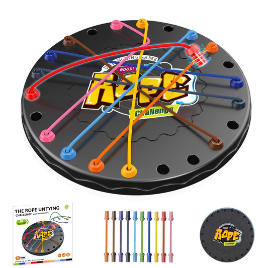 Lartoys rope untangling puzzle board play scene for family bonding.