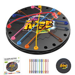 Lartoys rope untangling puzzle board play scene for family bonding.
