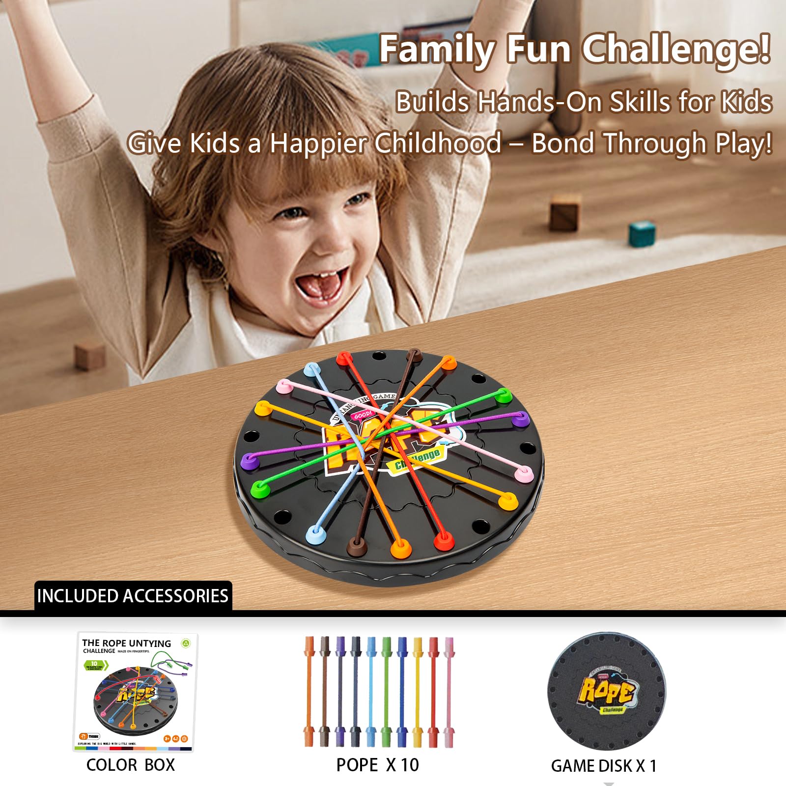 Lartoys rope untangling puzzle mid-challenge, showcasing multi-level difficulty.