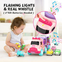 LASCOTON mini vehicles on trailer promoting hands-on exploration and color recognition