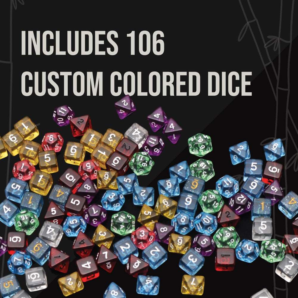 Last Night Games Panda Royale multi-colored dice enable quick strategy decisions during play.