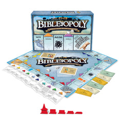Late for the Sky Bibleopoly city cards—educational cards that teach biblical history.