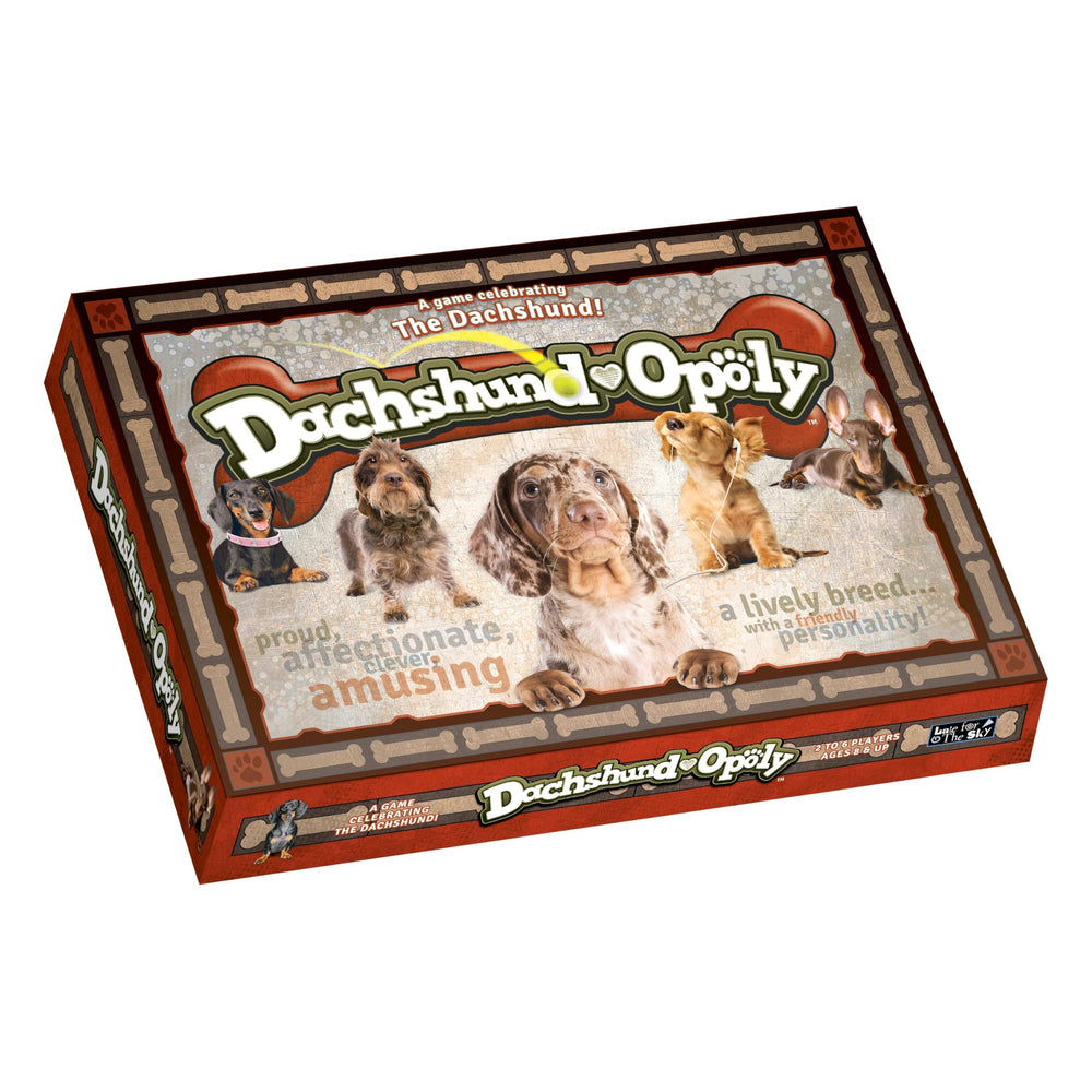 Late for the Sky Dachshund-Opoly board for family game night.