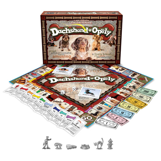 Late for the Sky Dachshund-Opoly tokens for quick, lively gameplay.