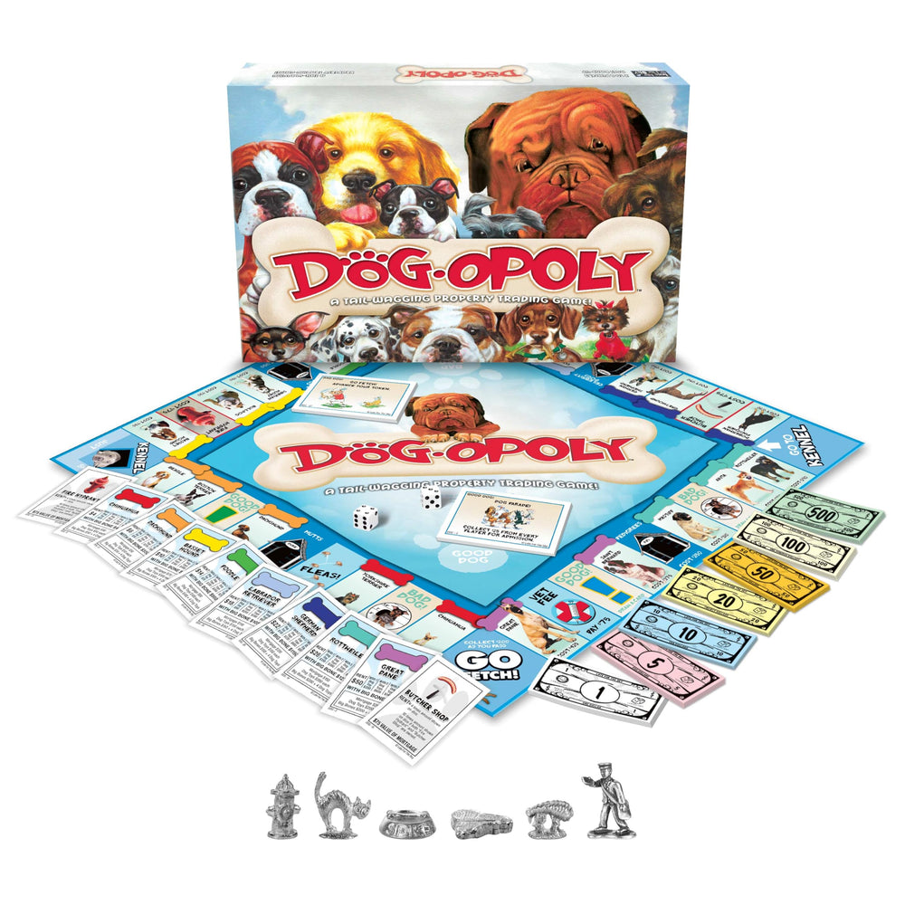 Dog-Opoly play setup by Late for the Sky, easy to learn for ages 8 and up