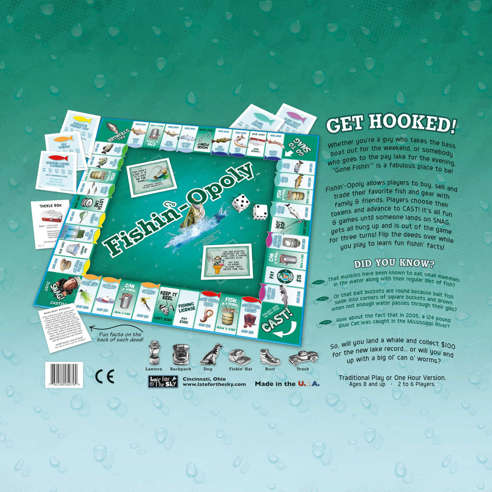 Late for the Sky Fishin'-Opoly gift idea ready for birthdays, cabins, and reunions