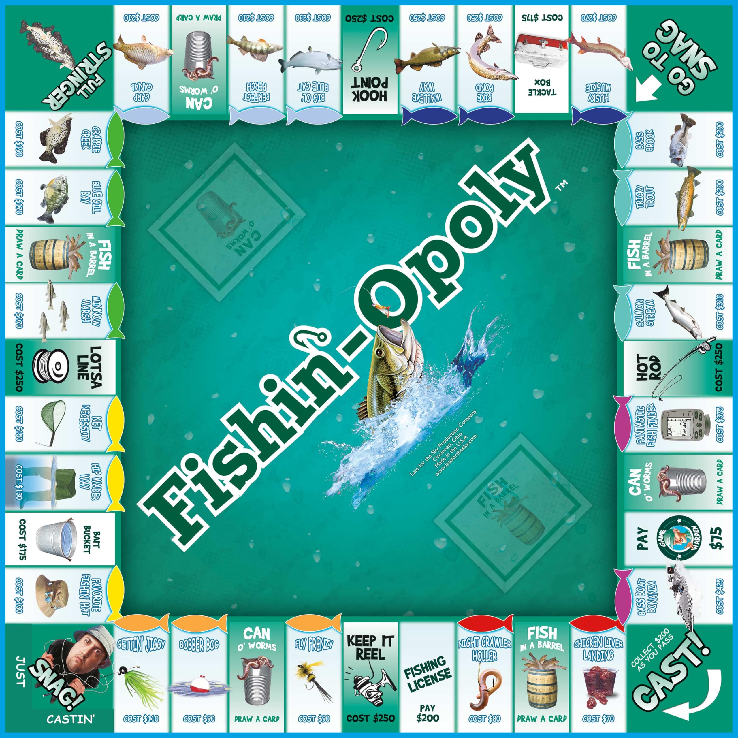 Late for the Sky Fishin'-Opoly rule book and quick start guide for easy setup