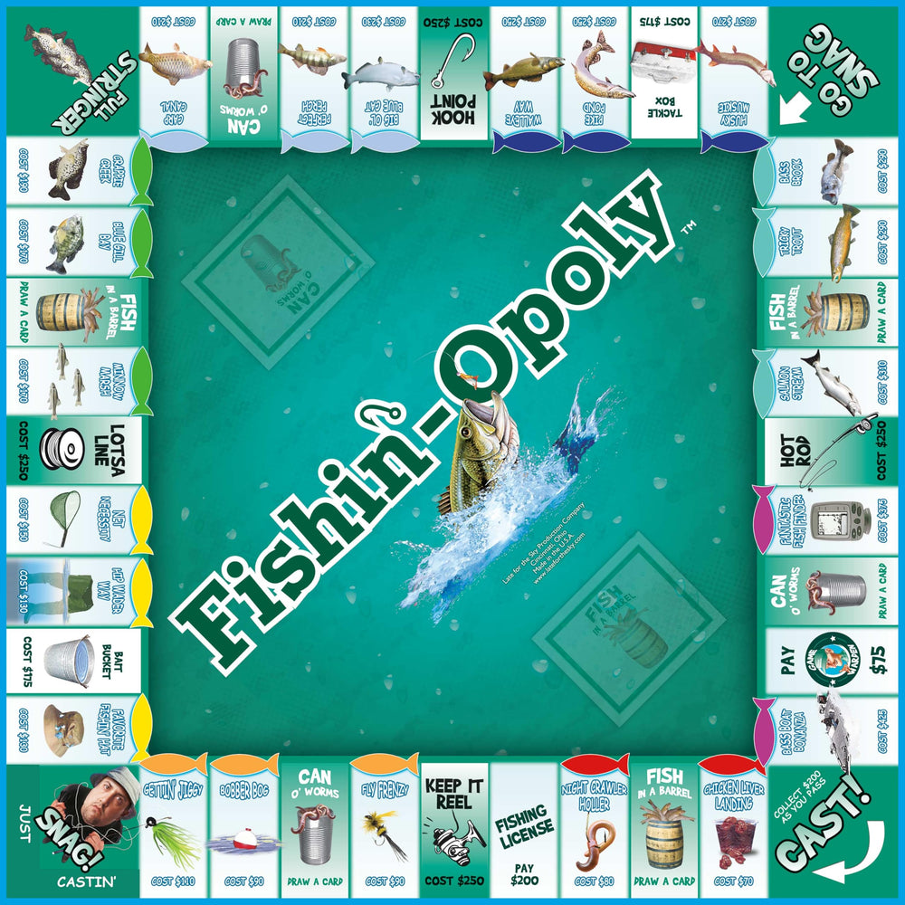 Late for the Sky Fishin'-Opoly rule book and quick start guide for easy setup