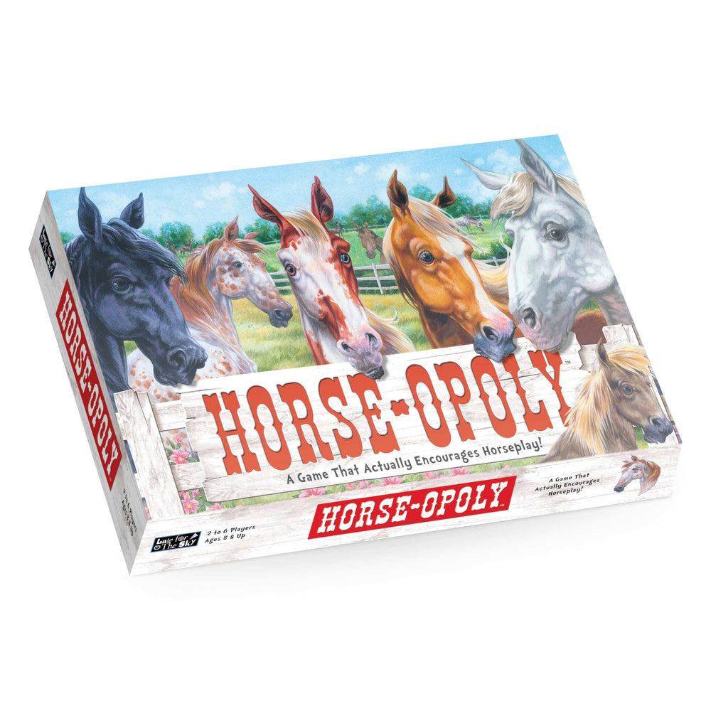 Late for the Sky Horse-Opoly board with colorful horse spaces for family game night