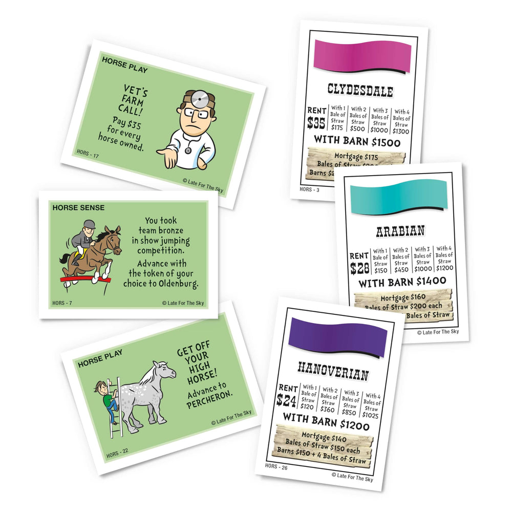 Late for the Sky Horse-Opoly paper money fueling quick, fun commerce