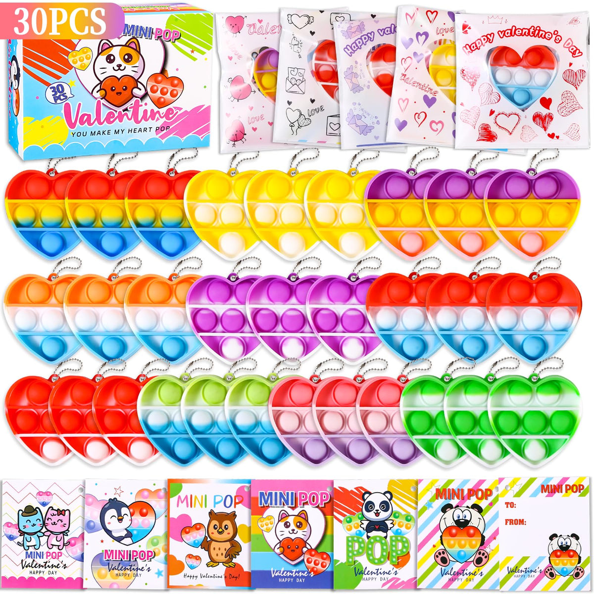 Lateefah Valentines mini pop heart packaging facilitates quick school gift exchanges.