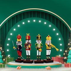 Latephiy trumpet player figure close-up for a colorful holiday display.