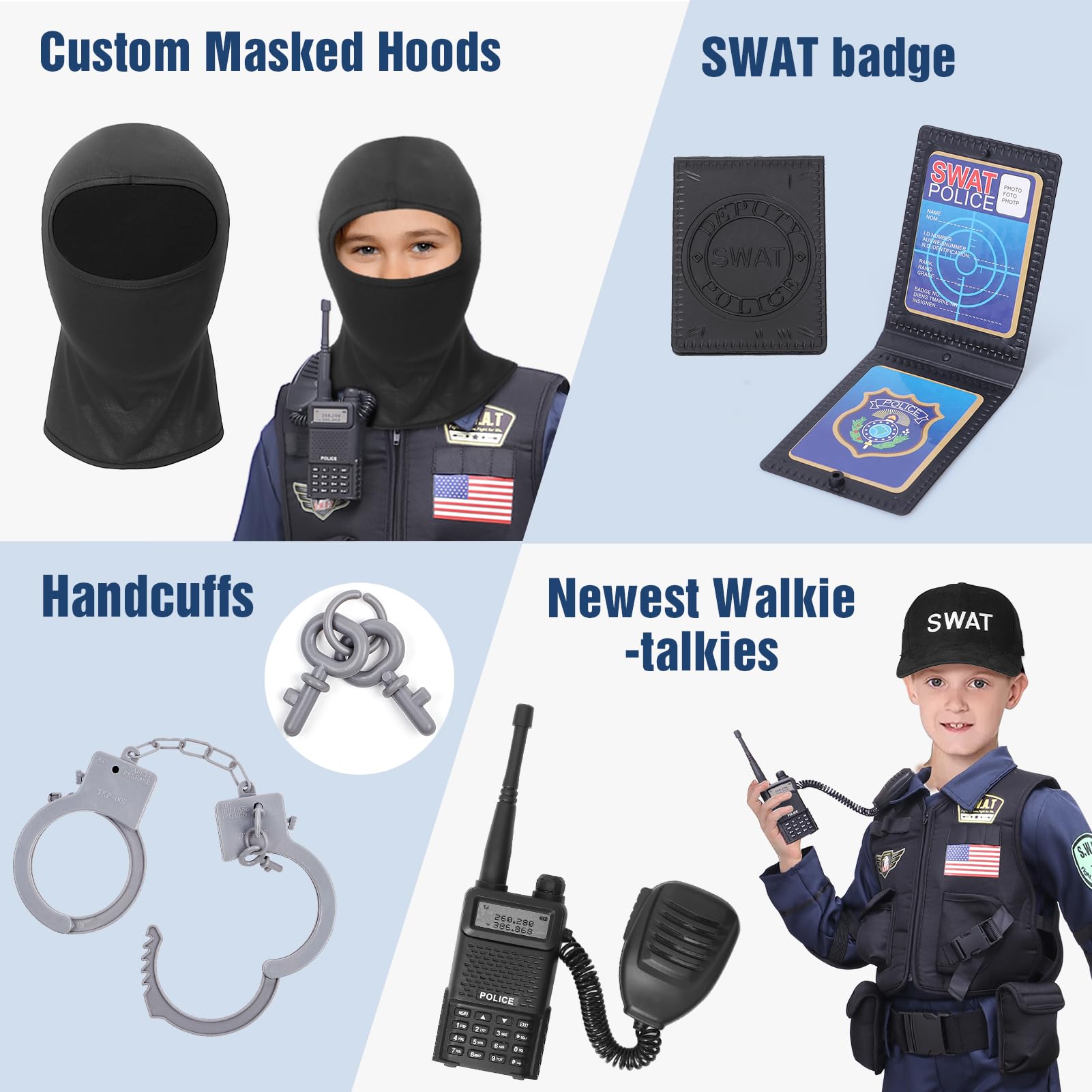 Latocos SWAT walkie-talkie and handcuffs for pretend play