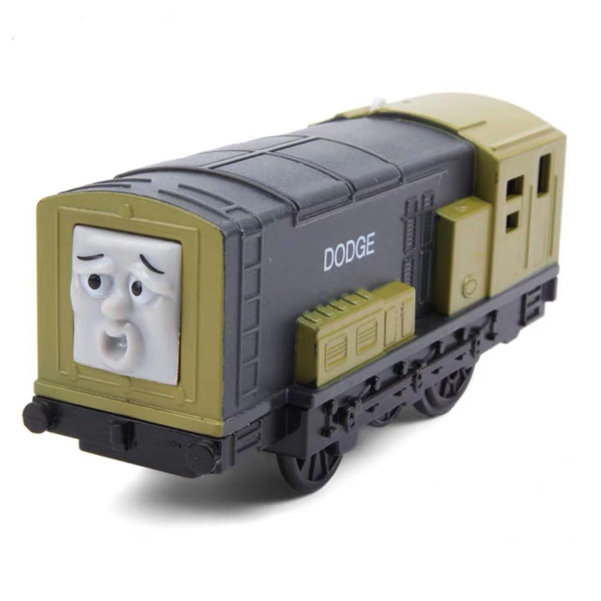 LATUROP Thomas train engine front view, smooth glide with sliding wheels for play.
