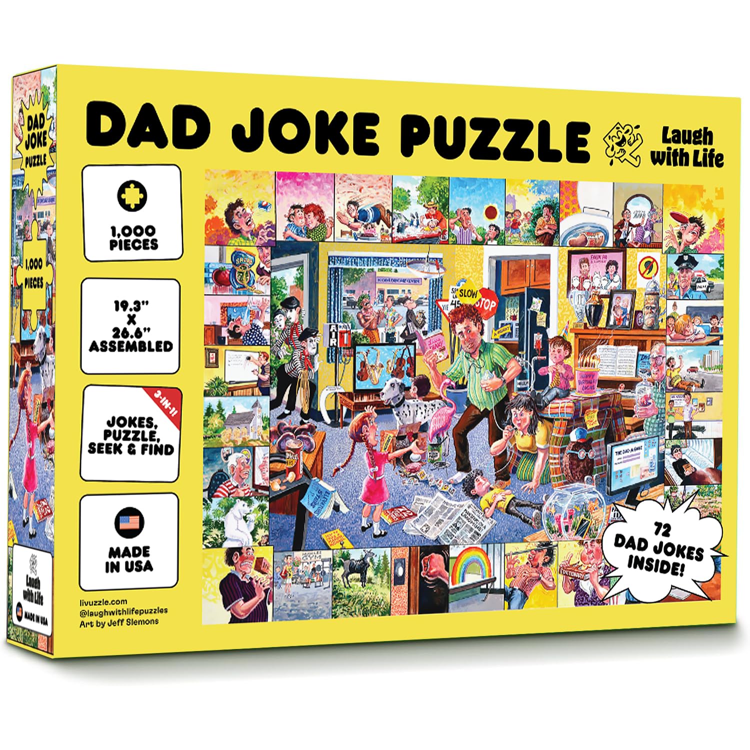 Laugh with Life dad joke puzzle scene 1, perfect for family game night and collaboration