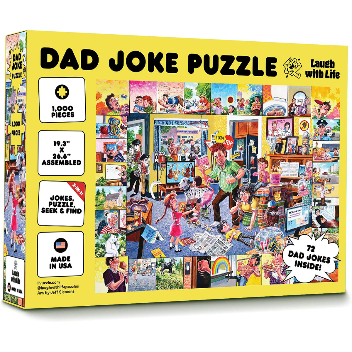 Laugh with Life dad joke puzzle scene 1, perfect for family game night and collaboration