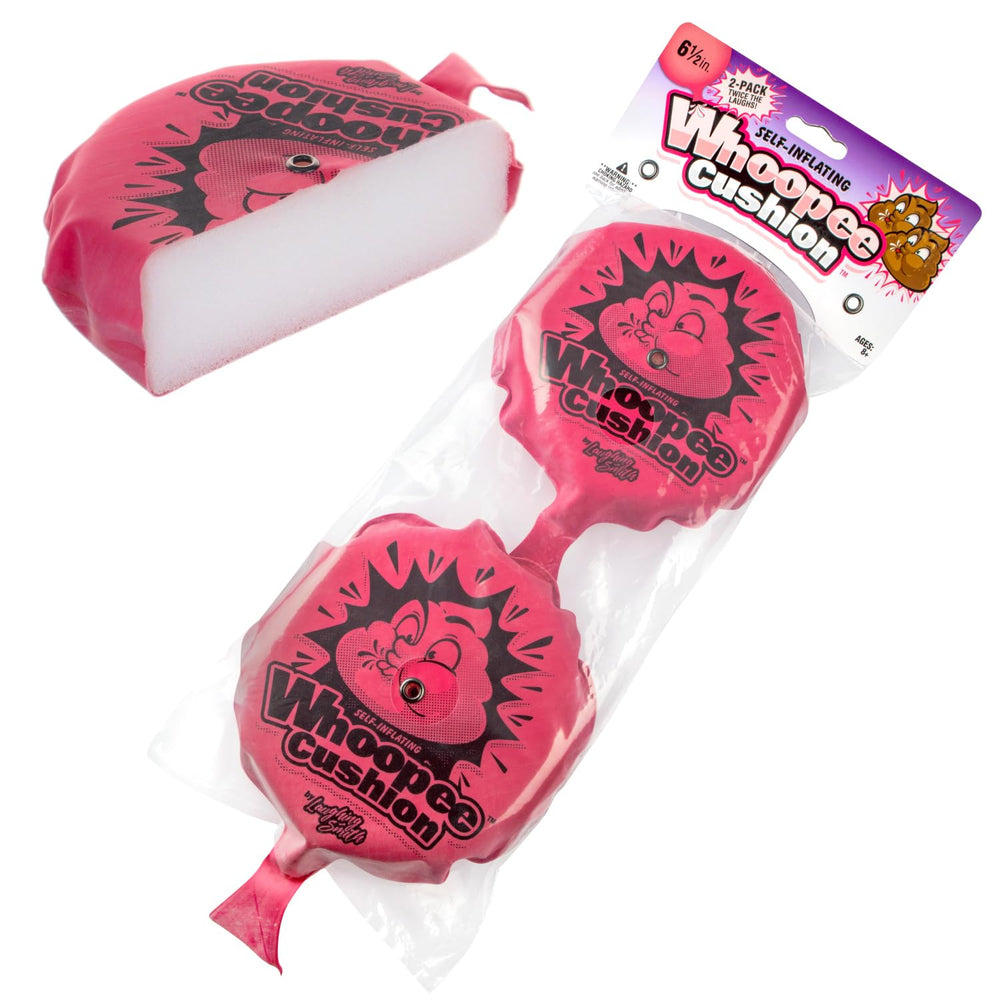 Laughing Smith 6-inch self-inflating whoopie cushion ready for prank fun.