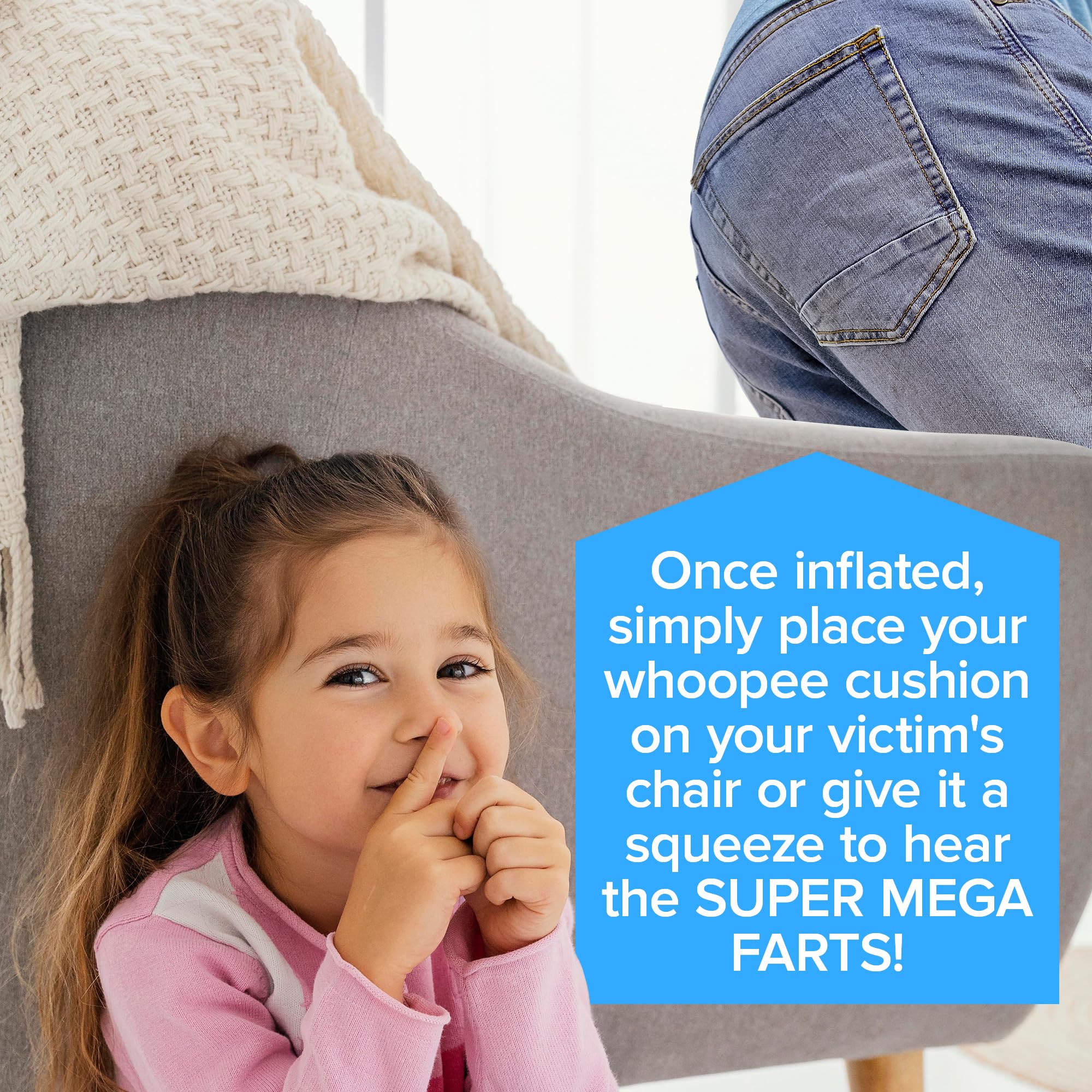 Laughing Smith Mega 8-inch cushion kid-friendly prank ready for birthdays and playtime.