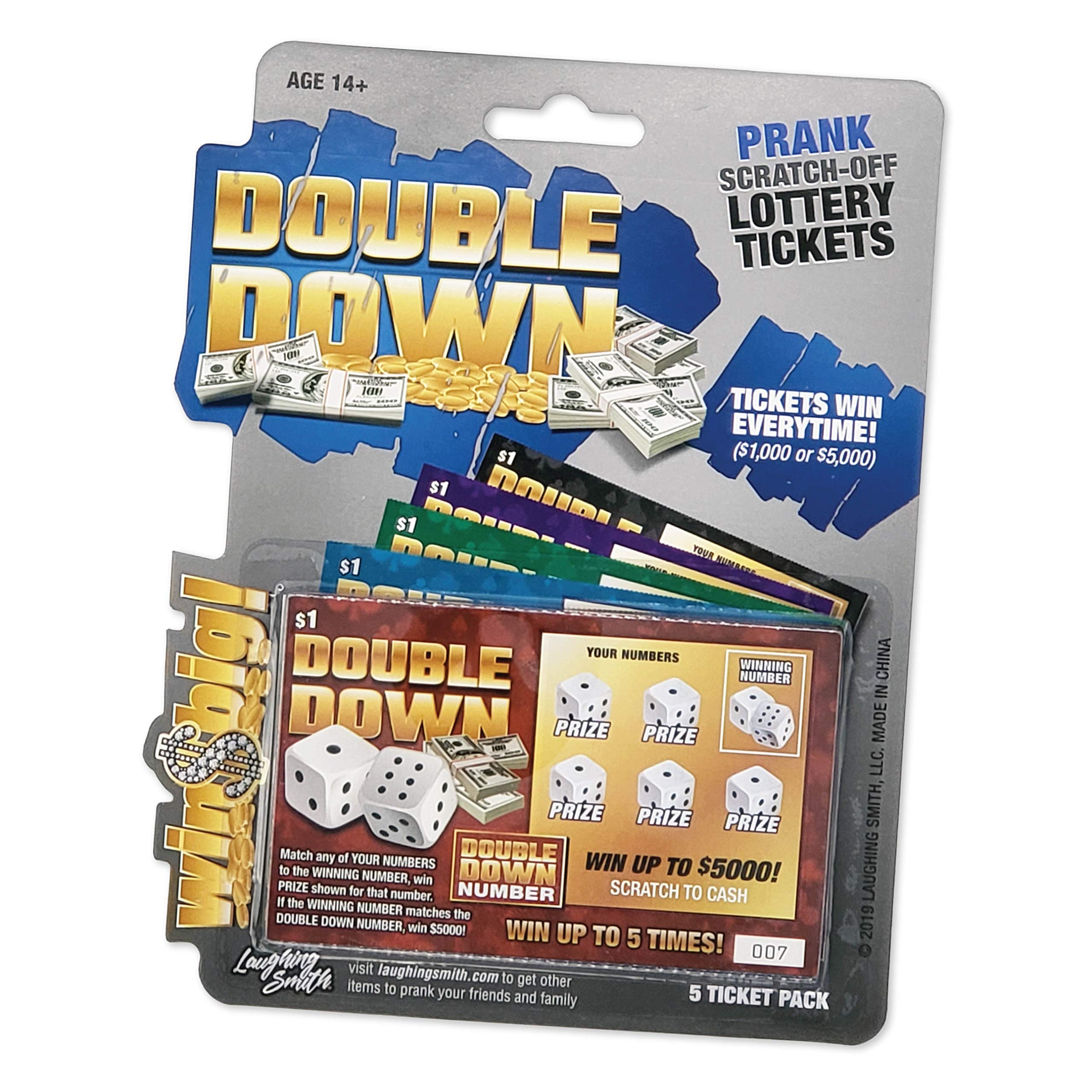 Laughing Smith scratch-off card pack showing 5 realistic prank cards