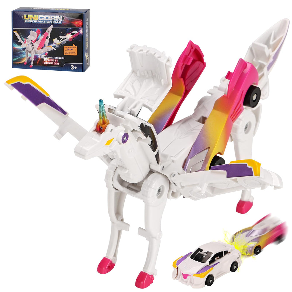 Lavekywasa transformable unicorn car in action, quick magnetic transformation for imaginative play