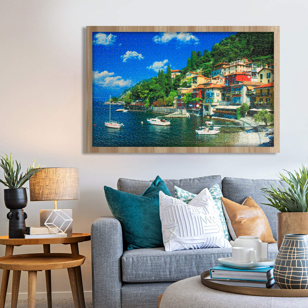 Lavievert Lake Como art puzzle encourages focus and visual-spatial skills.