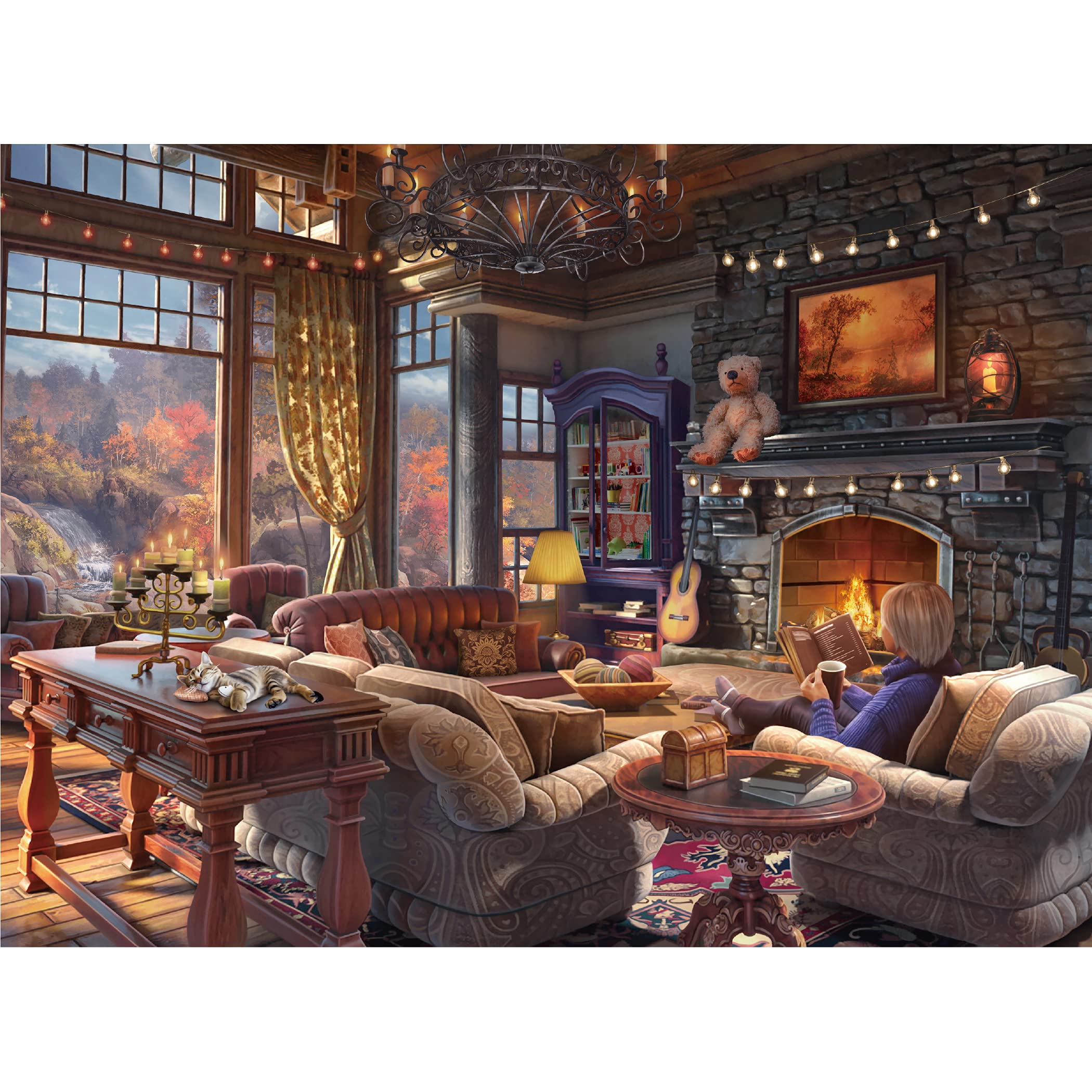Lavievert 500pc puzzle premium material close-up shows thick, durable cardboard for repeated use.