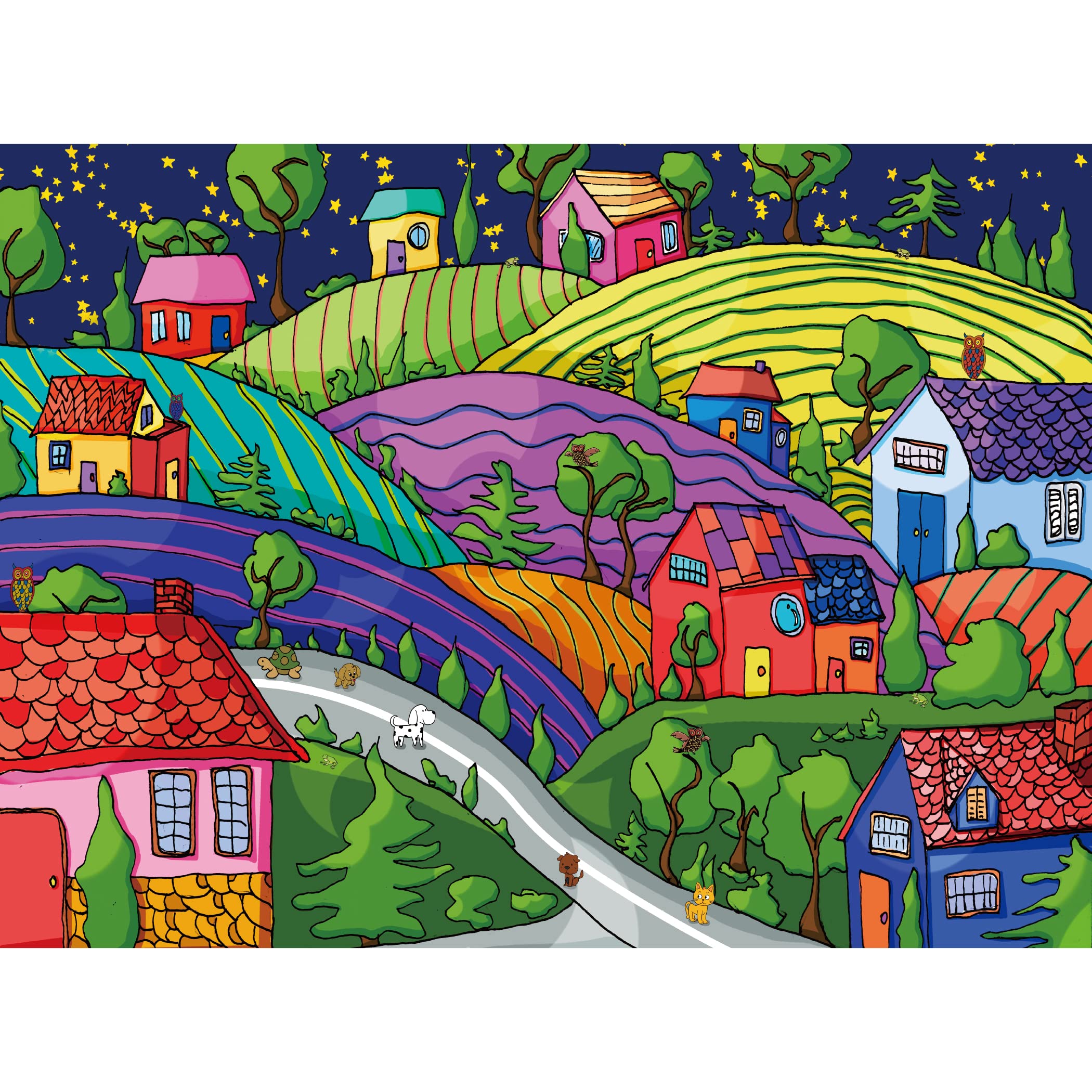 Lavievert 500pc puzzle: village under the stars scene for cozy night assembly