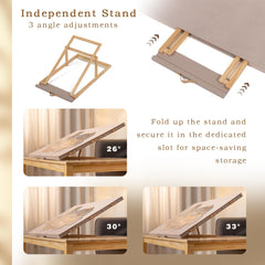 Lavievert detachable stand showing three tilt angles for customized viewing