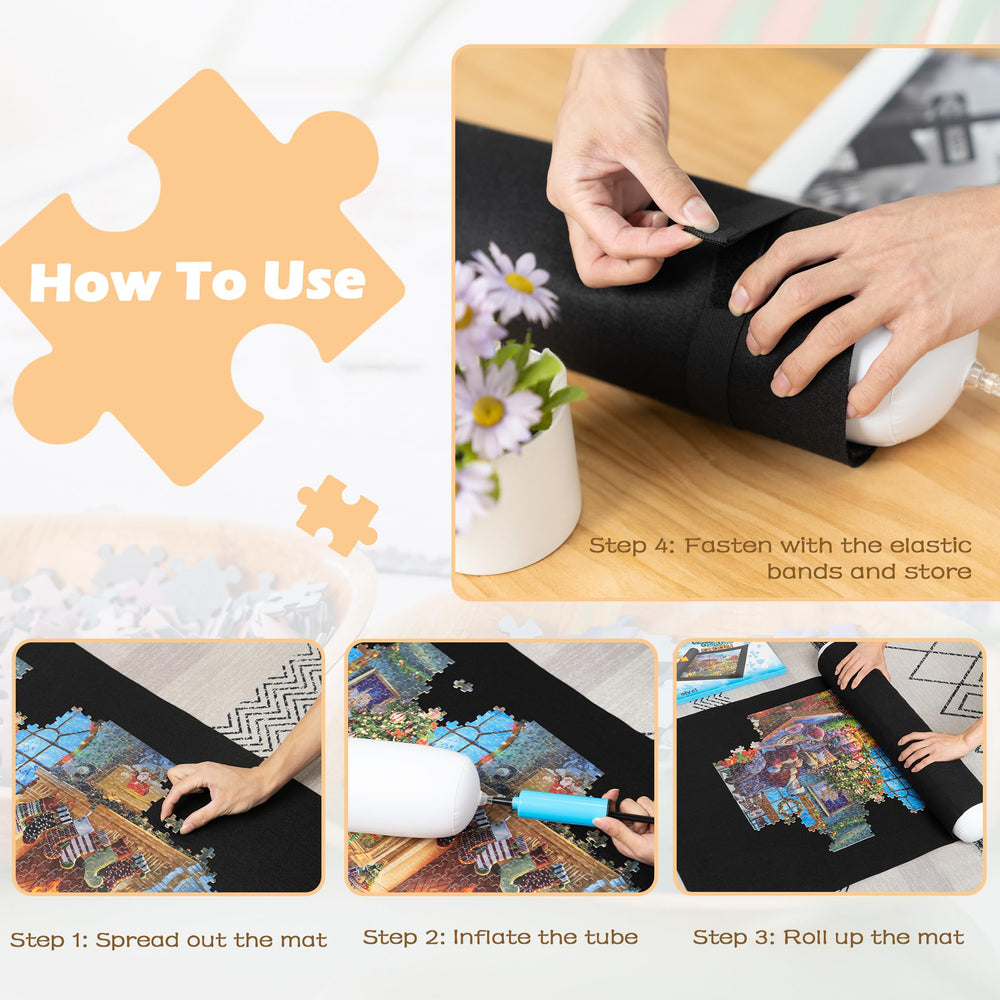 Black felt surface enhances color contrast for easier piece placement.