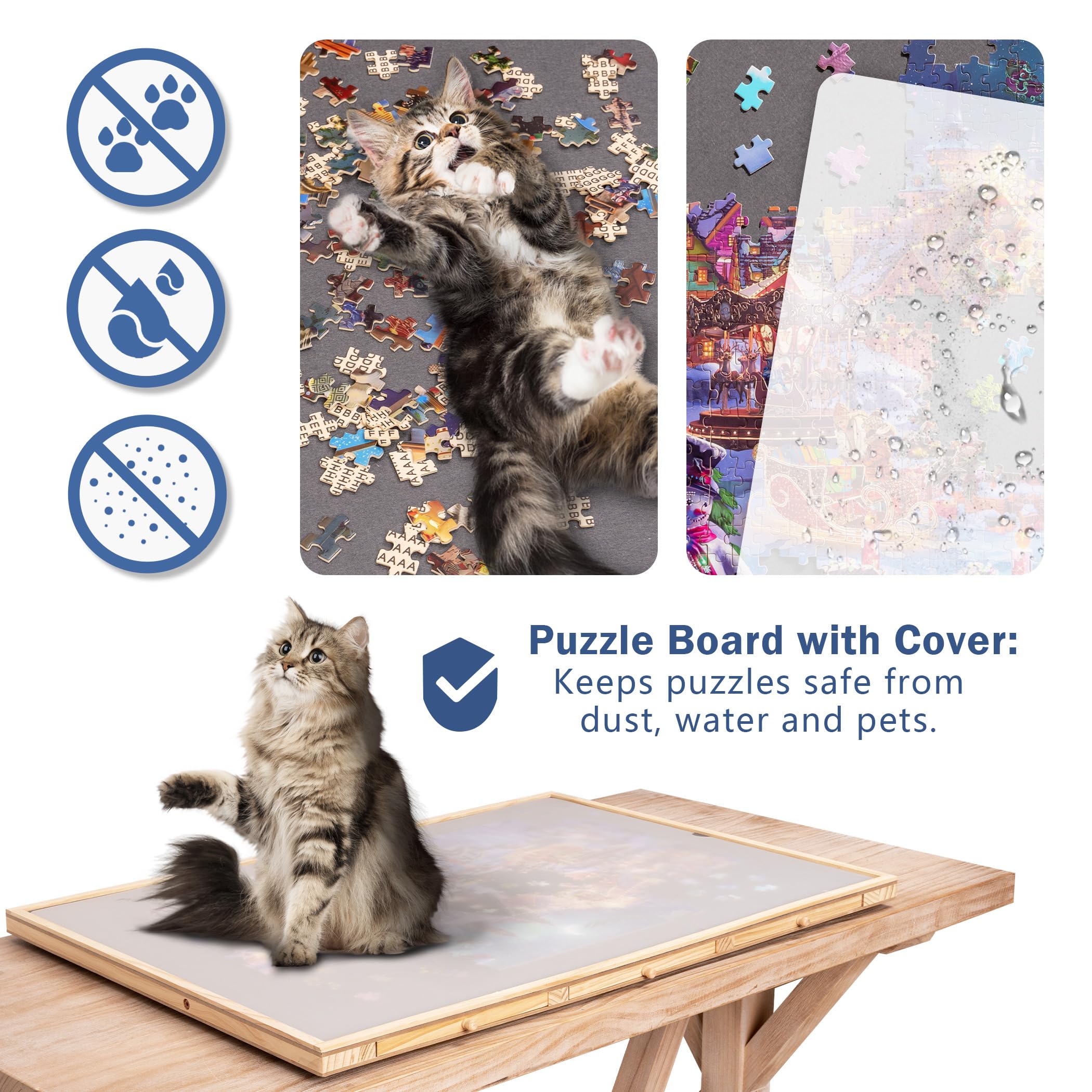 Lavievert puzzle board surface in gray felt keeps pieces in place